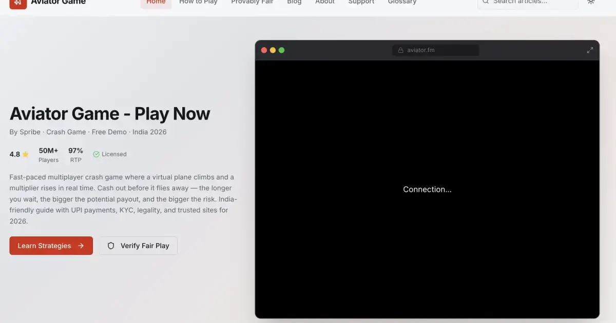 Aviator review homepage screenshot