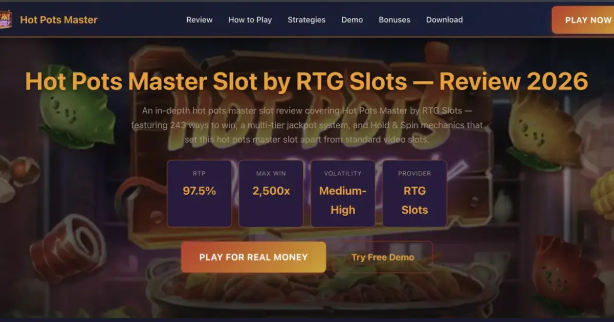 Hot Pots Master slot review homepage screenshot