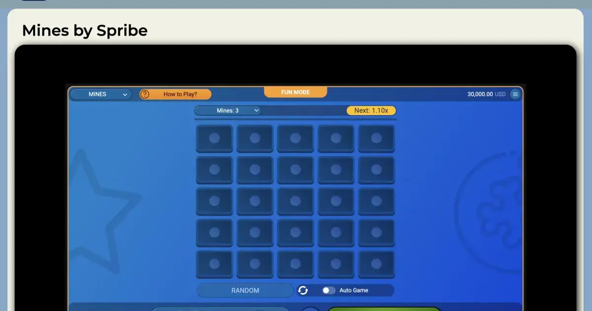 Mines by SPRIBE homepage screenshot
