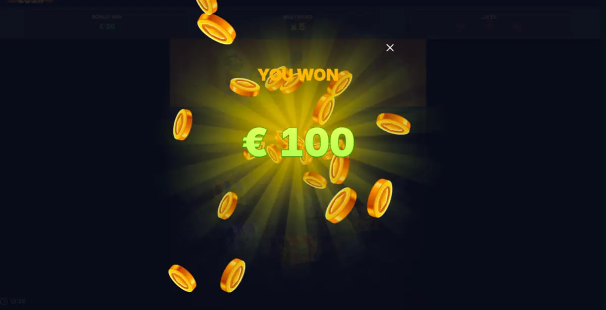 Mine Rush cash prize screen behind an affiliate disclosure label